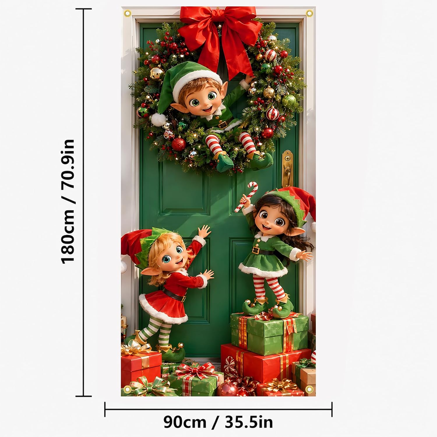 Christmas Door Covers Banner Christmas Elf Party Decor for Front Door image 2