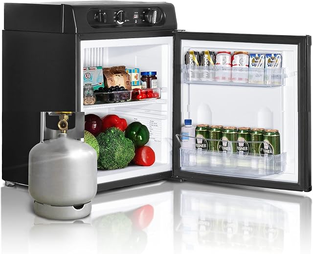 SMETA 12V Fridge for Campervan,3 Way Fridge 40L, Gas Fridge Camping Fridge,Campervan Fridge 12V/240V/Gas Power Caravan Fridge Gas Fridge Motorhome Fridge Quiet|Reversible Door|Black