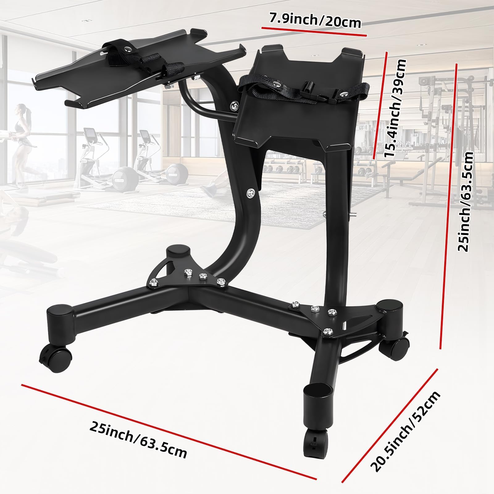 Haltères réglables de 154,2 kg, support d'haltères réglable de 154,2 kg, support en métal standard avec quatre roues pour une utilisation à la maison ou à la salle de sport.
