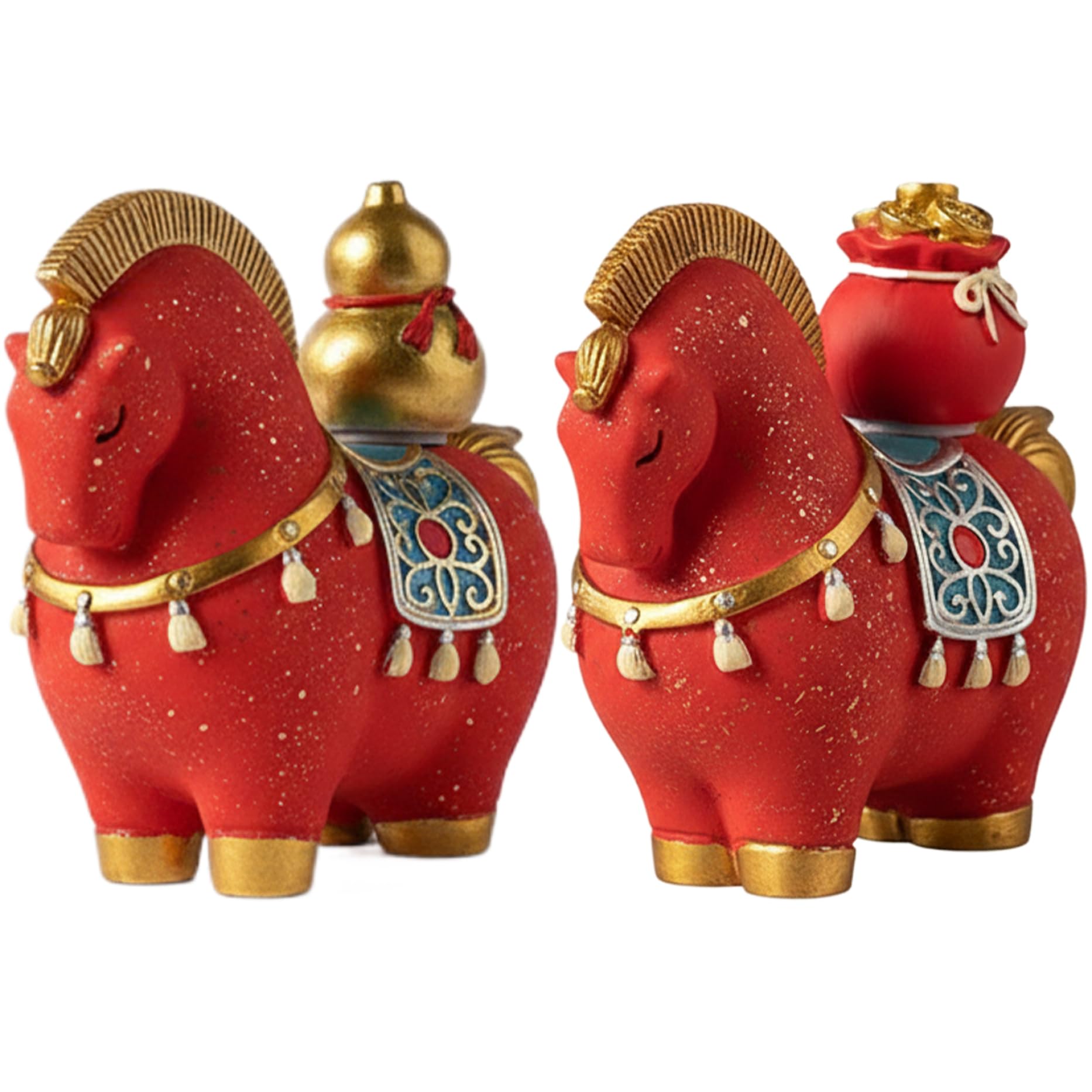 Mini statues de cheval rouge en résine rotative pour rompre la monotonie du bureau