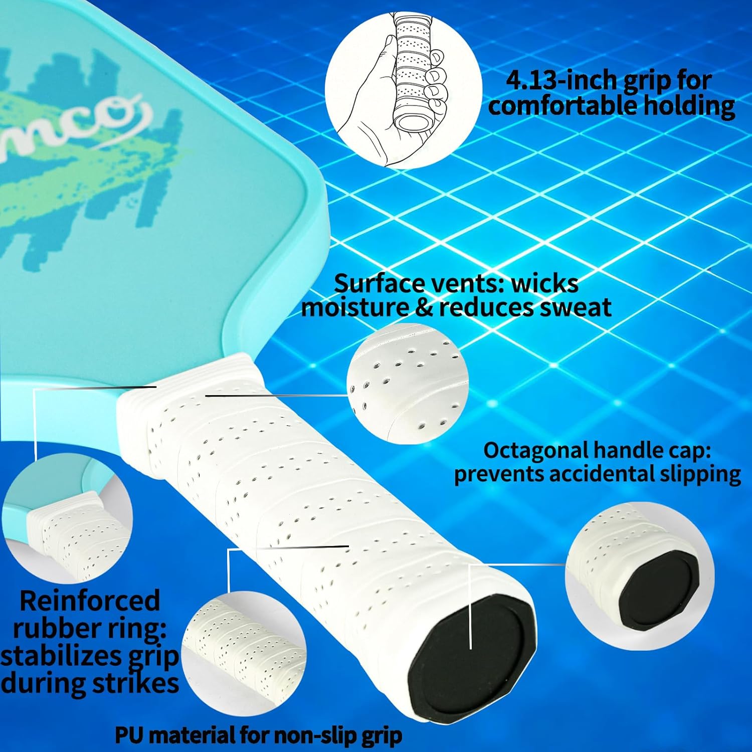 Pickleball Paddles (2 Pack) - T700 Carbon Fiber, Polypropylene Honeycomb Core, 2cm Thick, 5.31" Extended Handle,8.1oz Medium Wt All Skill Levels