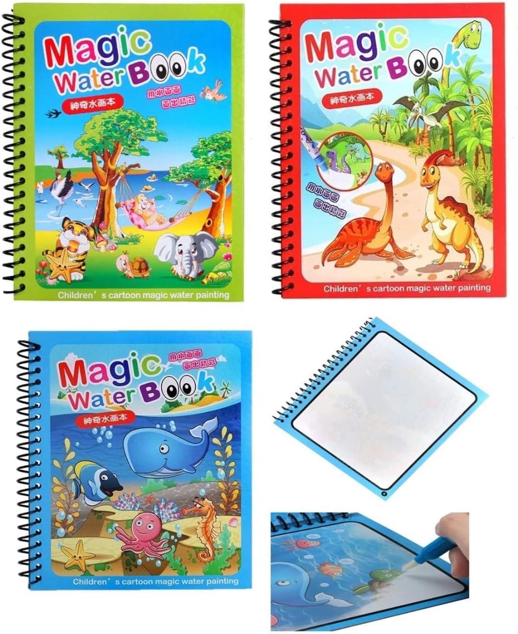 Sui Generis Magic Water Quick Dry Book Magic Water Coloring Books for Kids Colouring Doodle Pen Water Painting Book for Children Education Drawing Pad Kids Learning/Fun Books (Pack of 1)