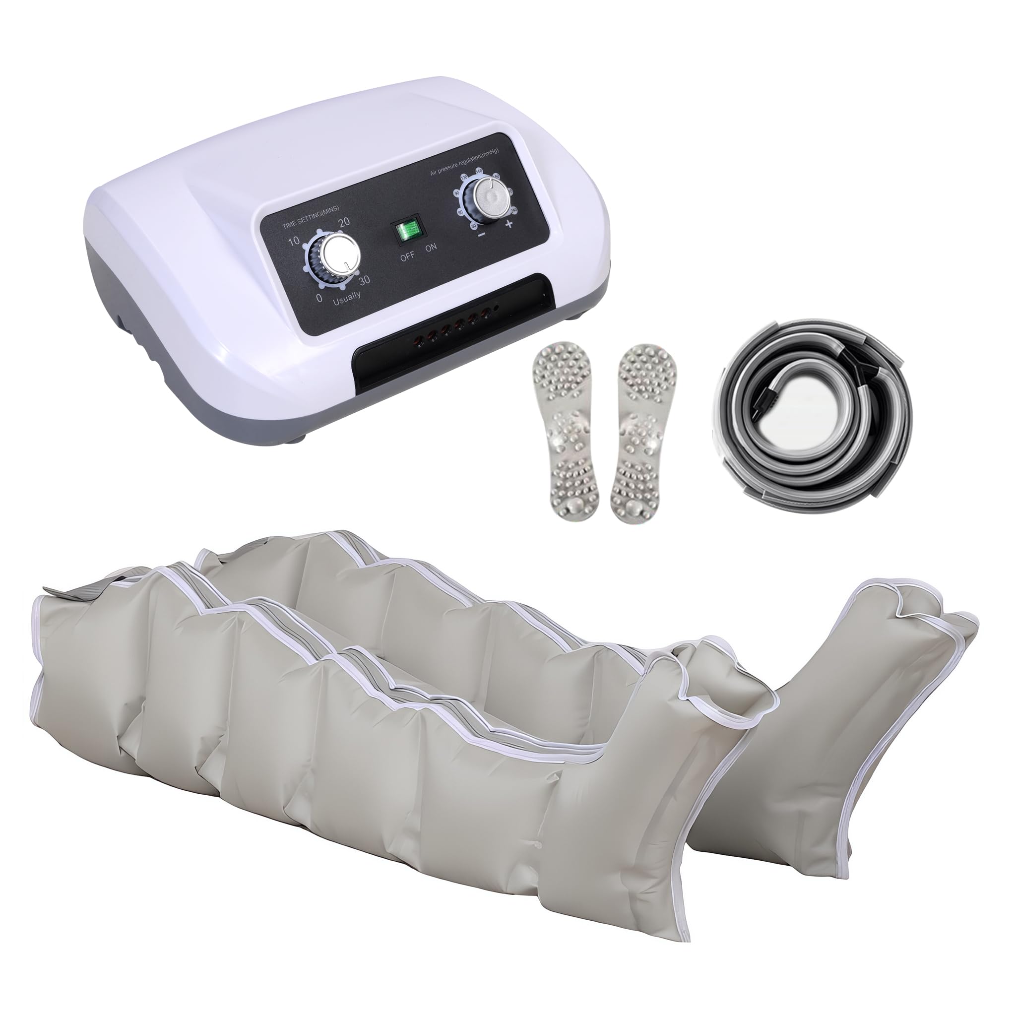 LoJax Botas de Presoterapia, 6 Cámaras de Compresión para Piernas, Gris M