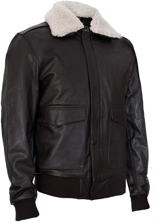 Men's Air Force A2 USAF Brown Pilot Aviator Real Leather Flight Bomber Jacket