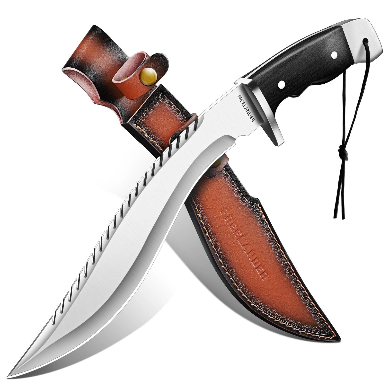 Freelander Großes Outdoor Messer Survival, Machete Scharf Echt mit Holzschwertscheide, Full Tang Machete mit 6mm Klingensteg, Outdoormesser Feststehende Klinge für Camping Gartenarbeit