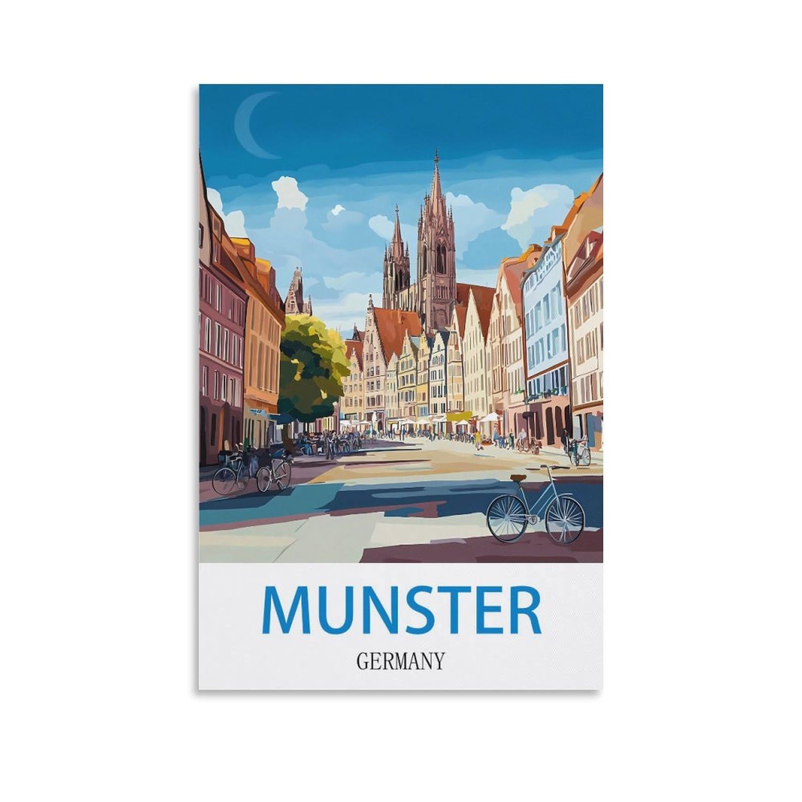 Whcheeh Unframe-Style Munster Germany Vintage Travel Posters 16X24inch(40X60cm) Canvas Art Print Wall Art Decor Picture