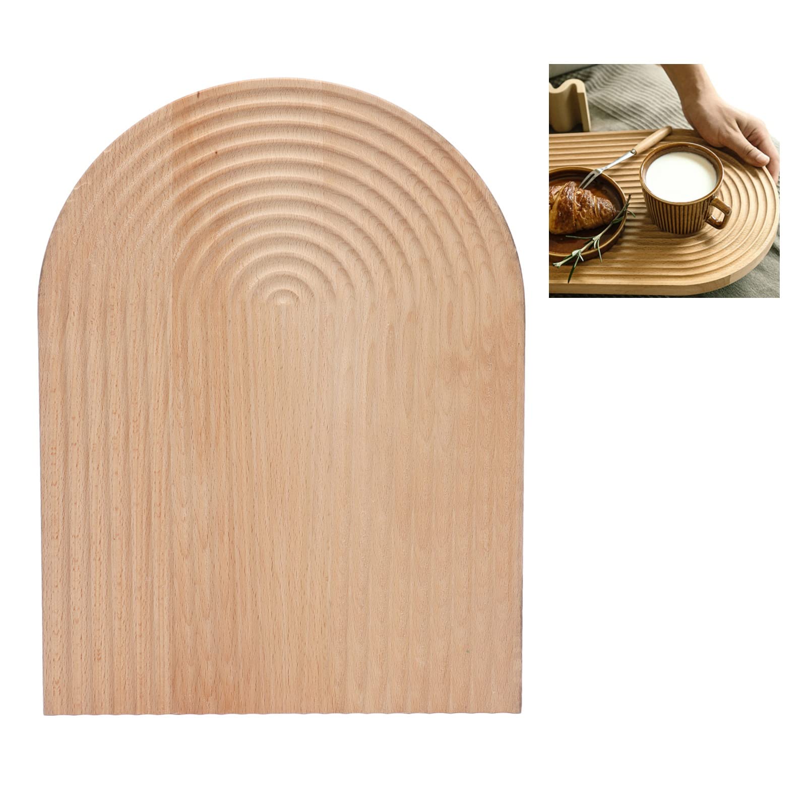 Brotteller Aus Holz, Natürliches Und Praktisches Buchenholz, Sicher Und Gesund, Schön Und Natürlich, Dessertteller mit Geometrischem Design für Familienfeiern, Partys, Hochzeiten(Oval)