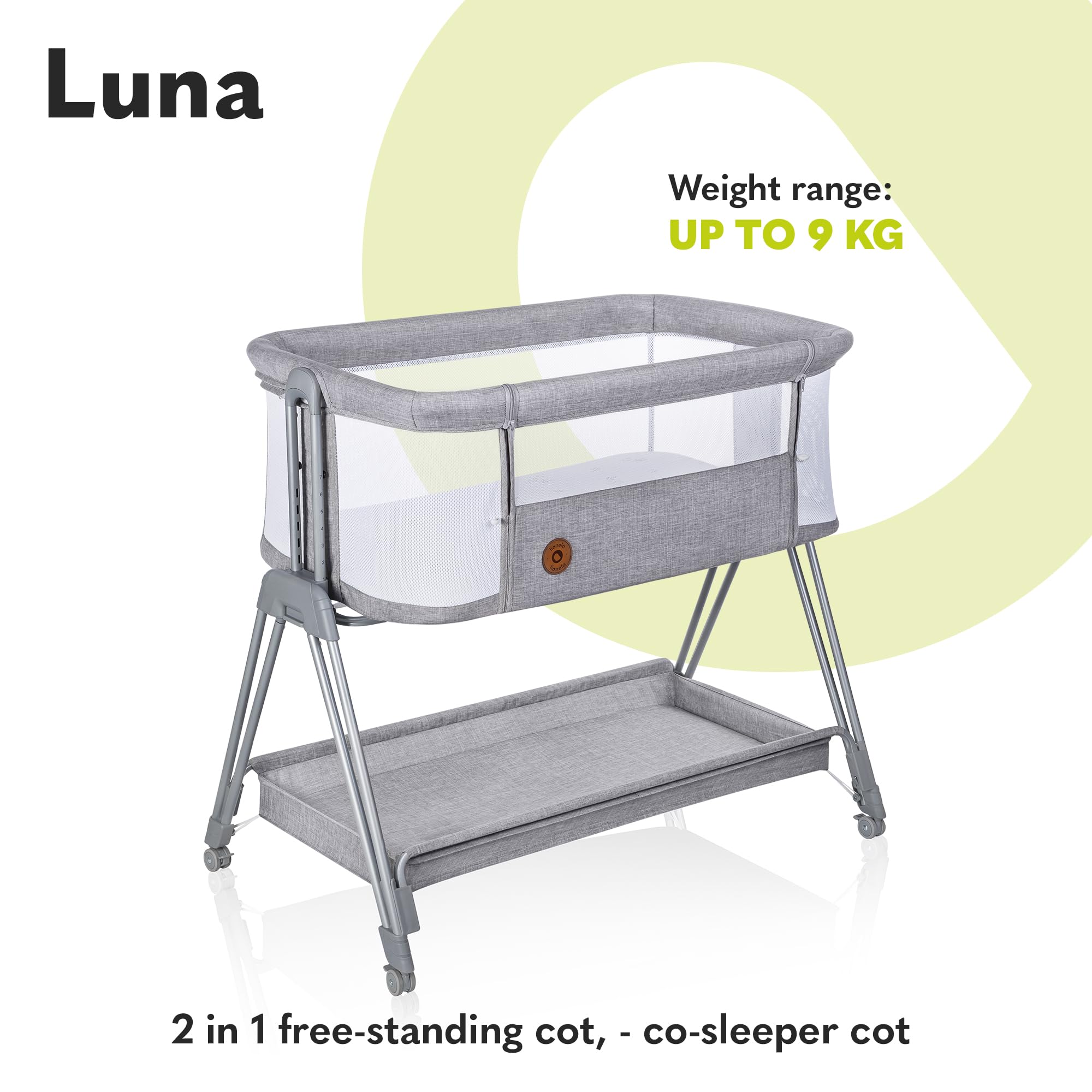 LIONELO Luna łóżeczko nocne 2 w 1 i łóżeczko podróżne od urodzenia
