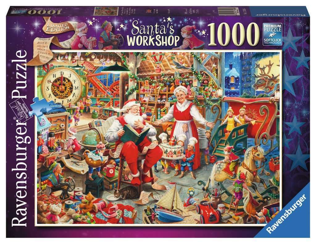 Ravensburger 1000 Piece Christmas Jigsaw Puzzles for Kids and Adults 12 Years Up Santa's Grotto Workshop, 17300,