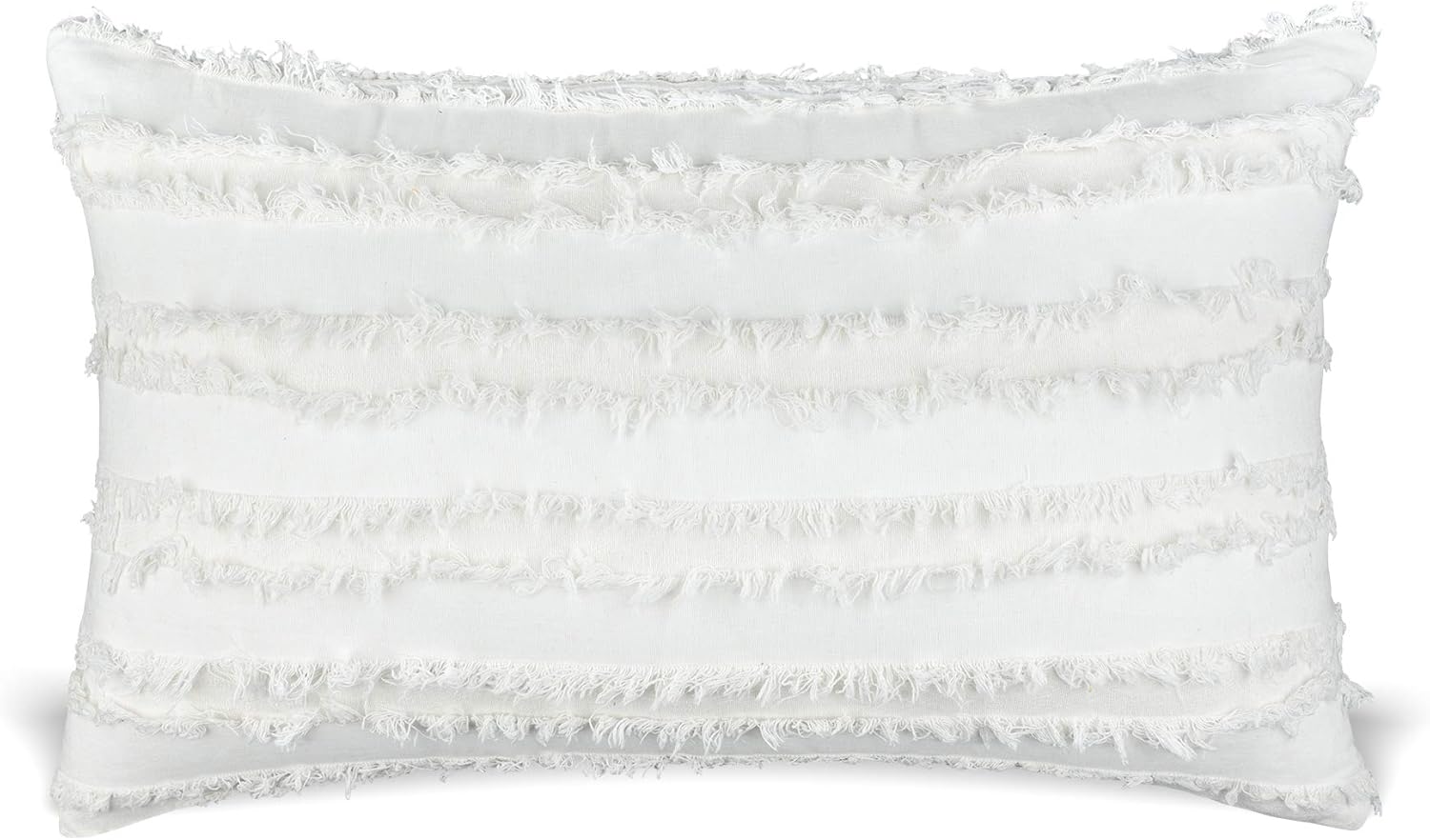 Solid Cotton Washed & Frayed Boho 20in Square Pillow Cotton, Throw Pillows for Bedroom or Pillows for Couch, Includes Insert (Bright Red)