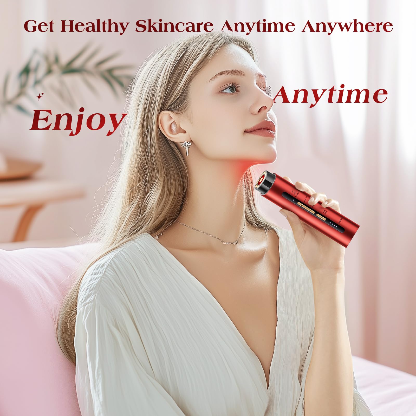 INTEO Microcurrent Facial Device, 3 Modes Red Light Therapy for Face and Neck, Skin Care Facial Massager Perfect Gifts for Women Men(): Red