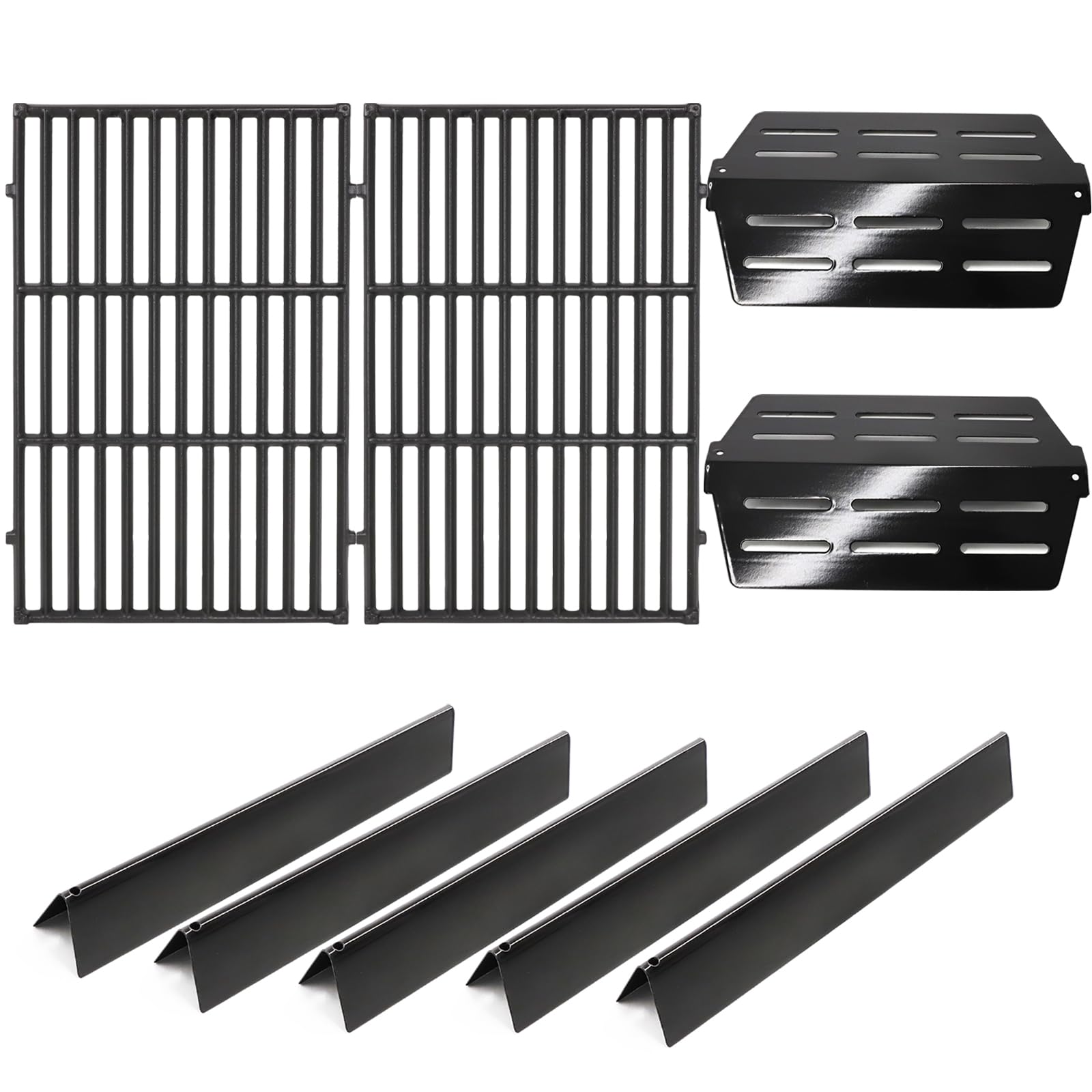 Criditpid Grill Replacement Parts for Weber Genesis 300 Series with Front Control Knob, 7620 7621 Flavorizer Bars, 7622 Heat Deflector &amp; 7528 Grill Grates for Weber 310 S310 E320 E330 S330 EP310 Grill