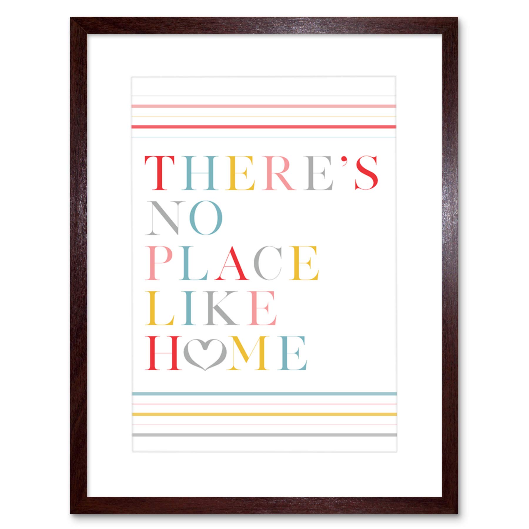 Wee Blue Coo No Place Like Home Love Heart Quote Artwork Framed Wall Art Print 12X16 Inch