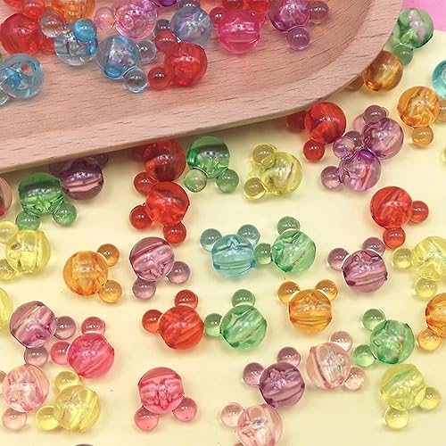 Miniatura 3 de 200 cuentas de Mickey con cabeza de ratón, cuentas acrílicas de 0.472in, cuentas espaciadoras de dibujos animados pastel para bricolaje, pulseras,