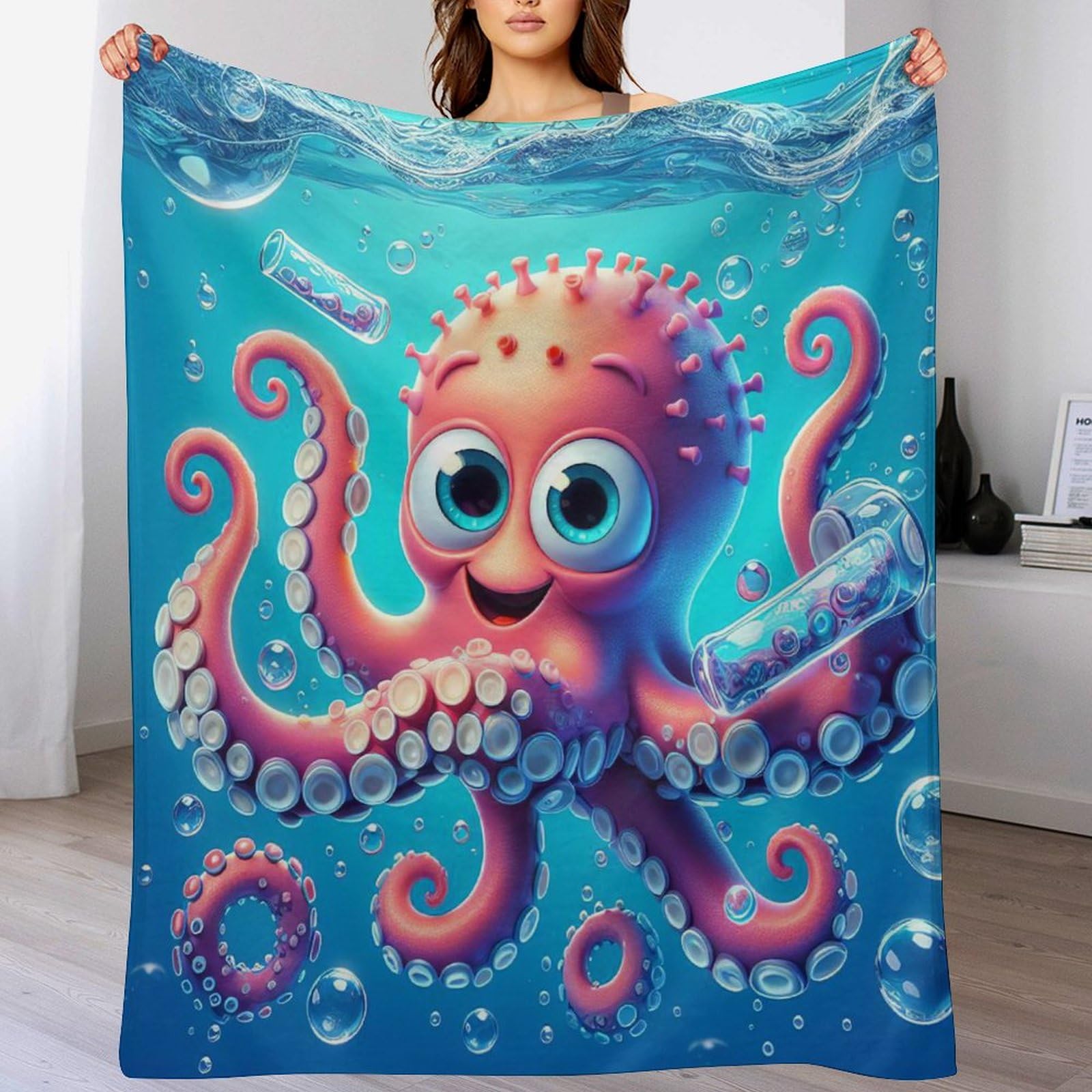 Manta de pulpo bonita para regalar manta cálida de sofá original para salón