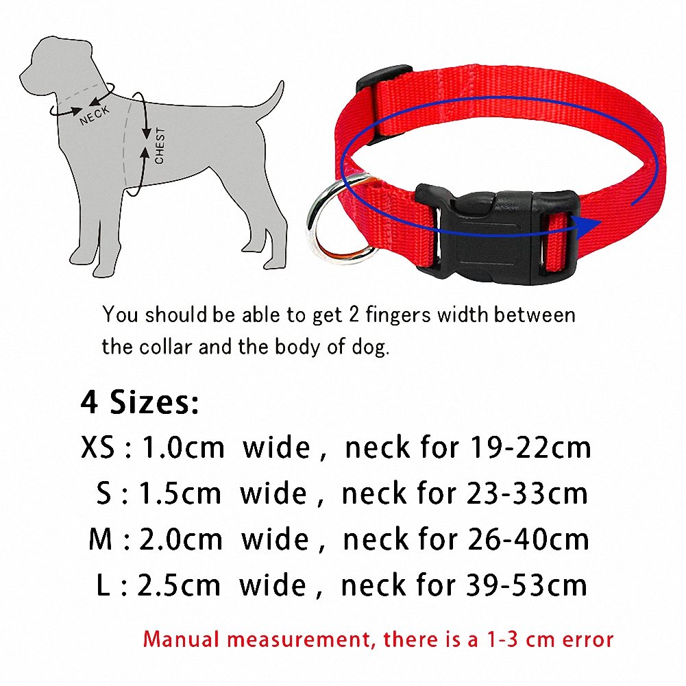 20 unids/lote al por mayor de Nylon Collar de Perro Cheap Ajustable Collares de Perro para Gatos Pequeños Mascotas Mediano Rojo Azul Negro Púrpura, L Azul