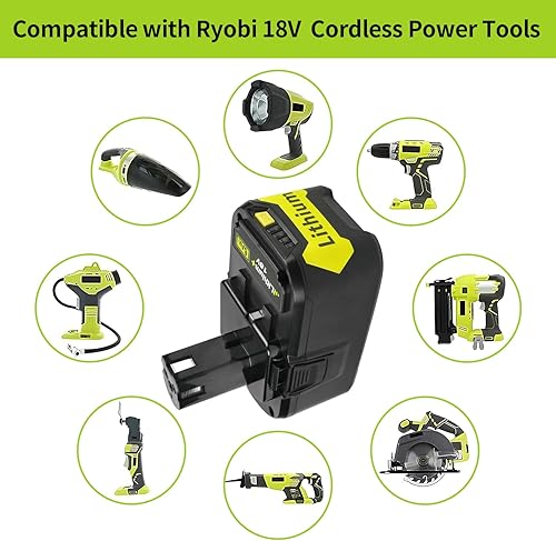 Miniatura 4 de Paquete de 2 baterías de repuesto de 18 V 6.0 Ah para herramientas eléctricas inalámbricas Ryobi de 18 voltios, batería de iones de litio P102 P103