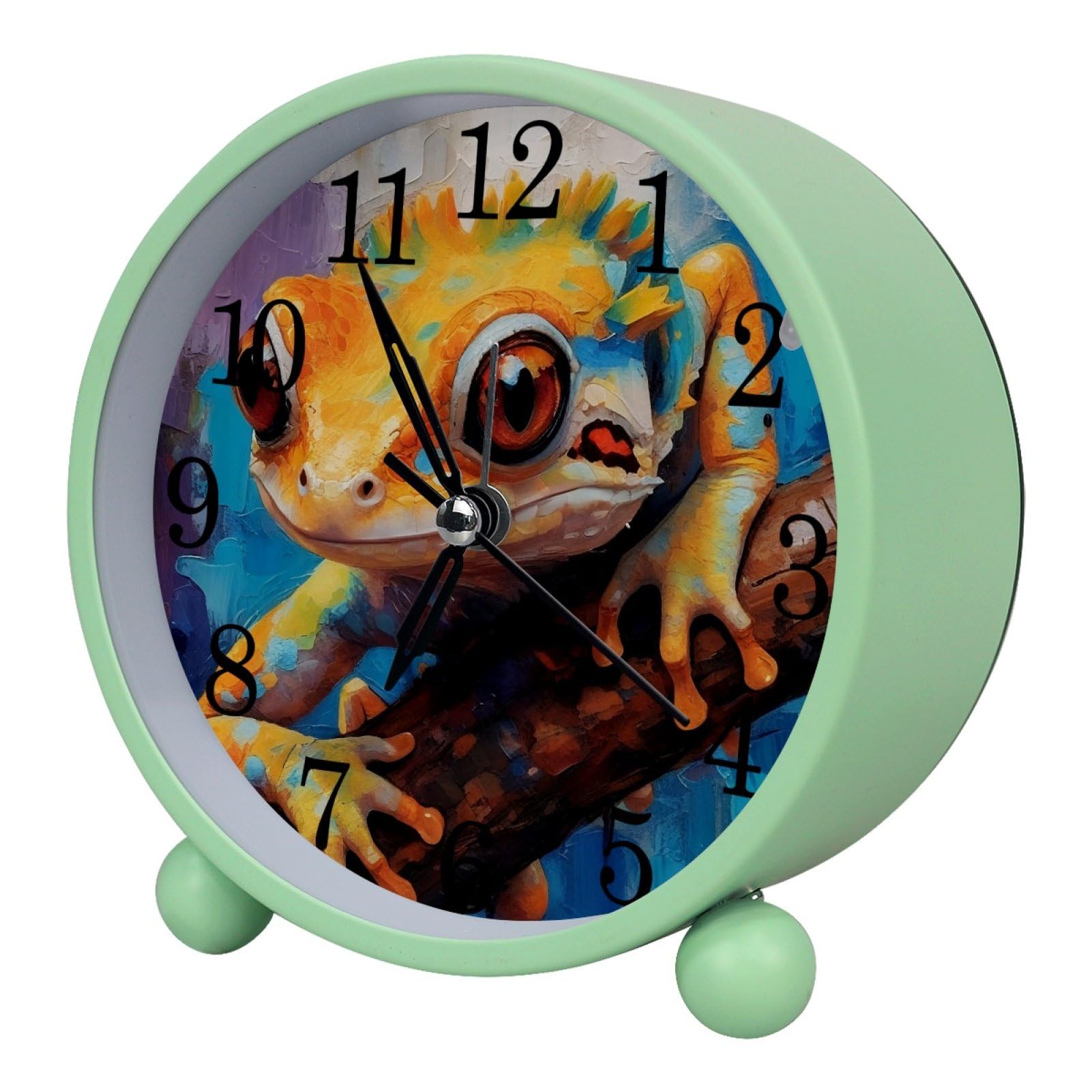 etoenbrc Watercolor Butterfly Silent Analog Alarm Clock Small Battery Operated Clock Slient Plastic Table Clock for Living Room Bedroom Color32