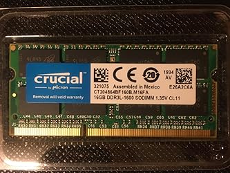 Crucial 16GB Single DDR3L 1600 MT/s (PC3L-12800) 204-Pin SODIMM Memory ...
