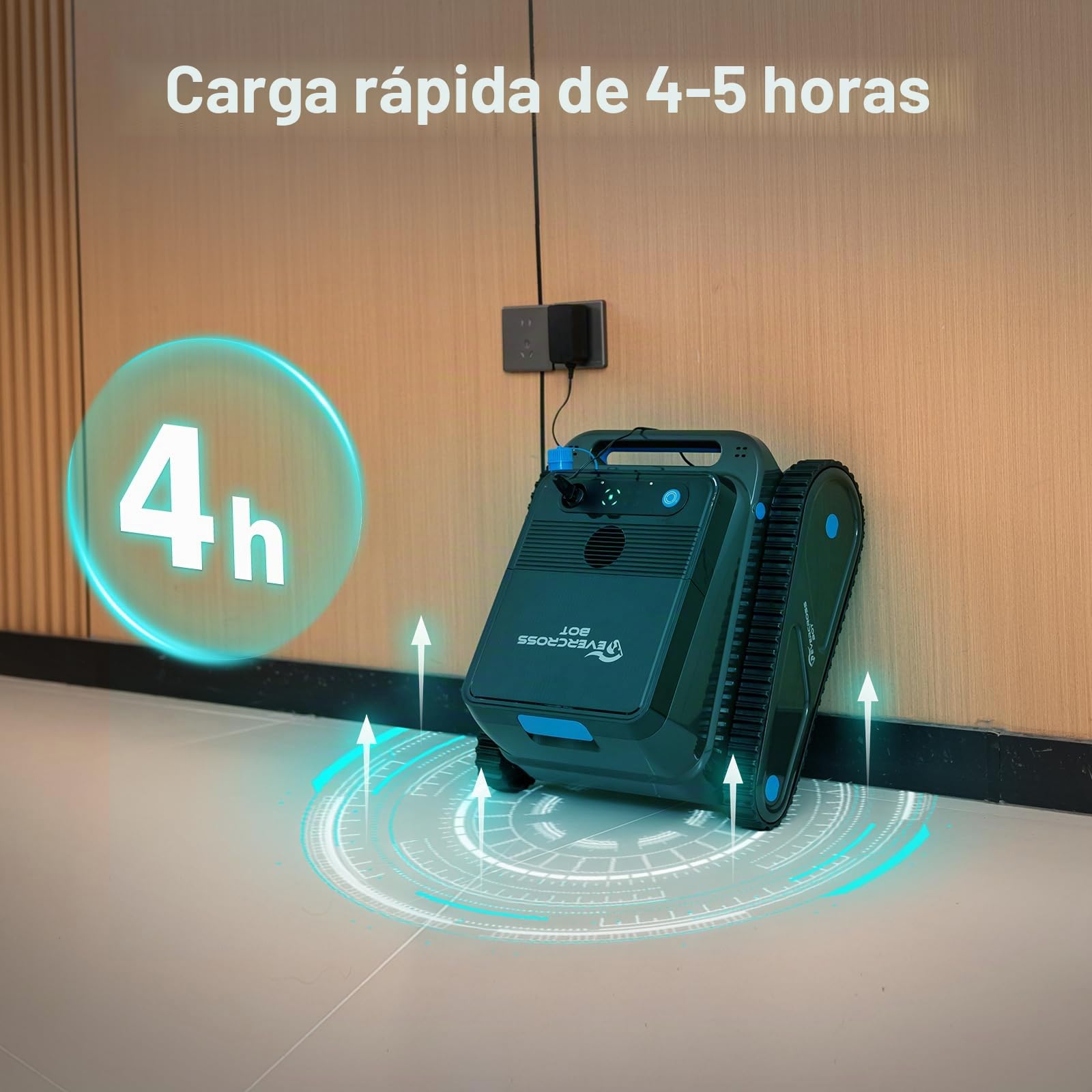 (Nuovo 2026) EVERCROSS BOT Robot Limpiafondos Piscina Automático con App, Robot Piscina sin Cable, Limpieza Completa Suelo y Paredes, 120 Min, Regreso Automático, 200 m²