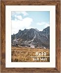 Brun 8x10 Cadre photo avec tapis pour 6x8 Affichage, cadre de photo murale pour bureau rustique pour horizontal et vertical, paquet de 1