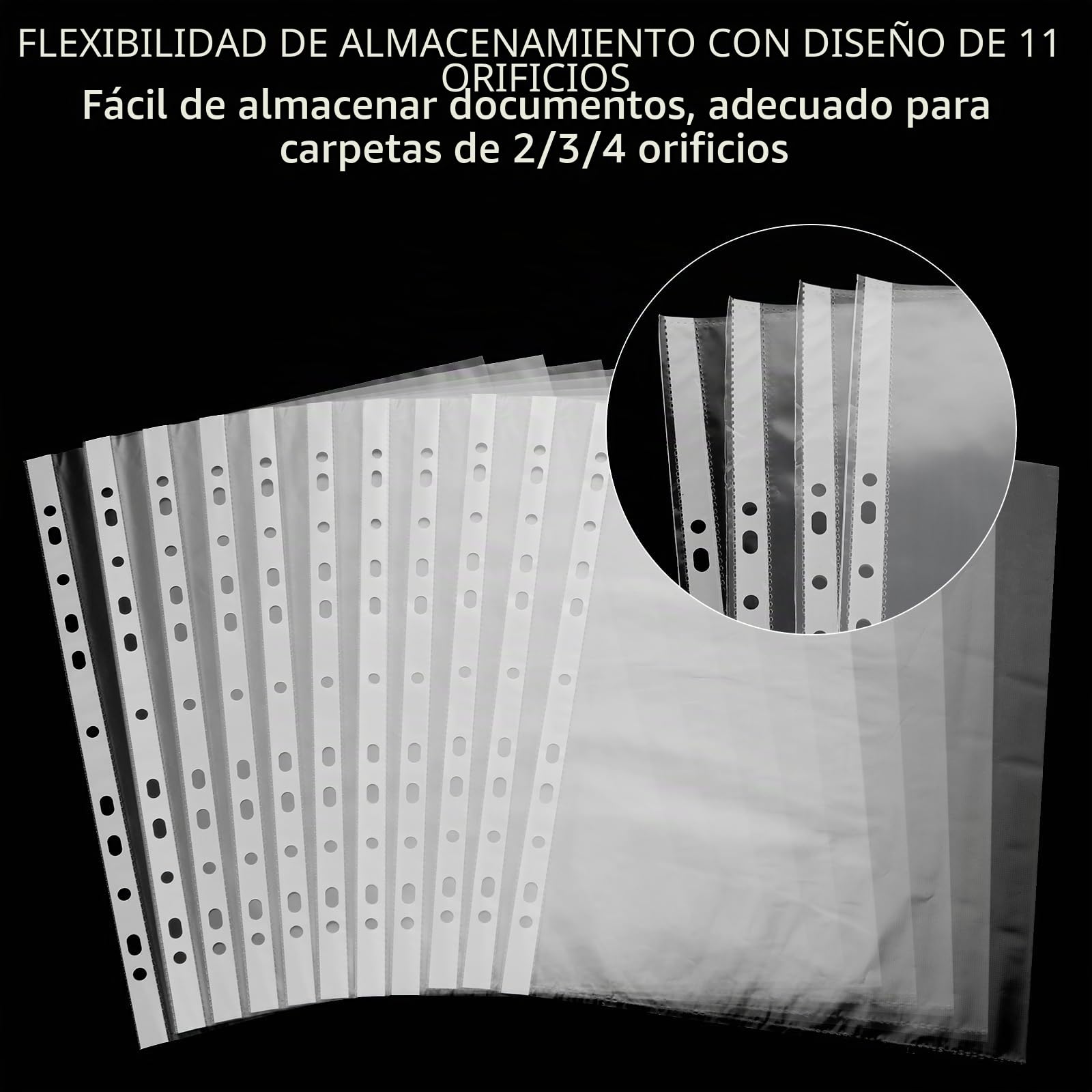 APACALI 100 Fundas A3 de 0,05 mm Con Perforación Extra Fuertes, Apertura Superior en Plástico Transparente para Carpetas