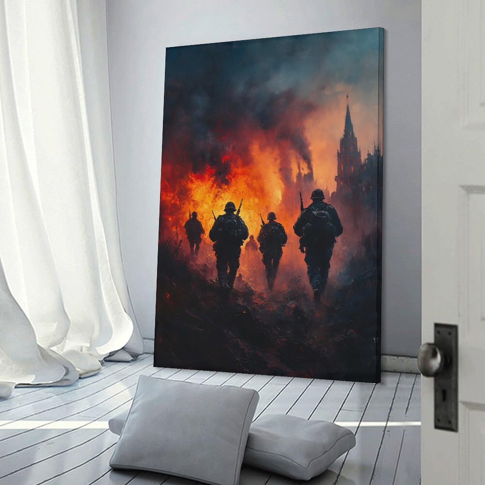 Junmoney Frame-Style-3 Soldiers In Wartime Room Decor Wall Art, 08X12inch(20X30cm), For Living Room, Bedroom, Office Or Hallway, Decorative Artwork With Broad Appeal