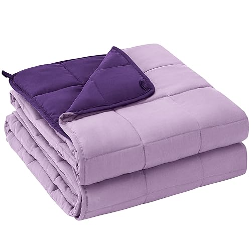 King Size Weighted Blanket for Adults (20 lbs, 80” x 87”, Purple) Cooling Heavy Blanket for Sleeping Perfect for 190-210 lbs, Breathable Blanket for Adults & Couple All Season, Machine Washable - Purple - 80X87-20 lbs