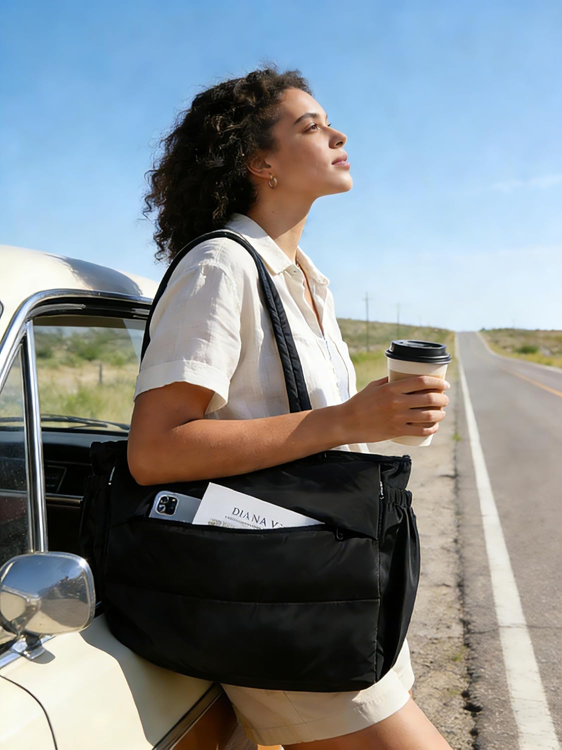 BAGSMART Tote Bag for Women, 22L Puffer Gym Bag for 40oz Tumbler, Work Tote Handbag for Travel Yoga College - Image 2