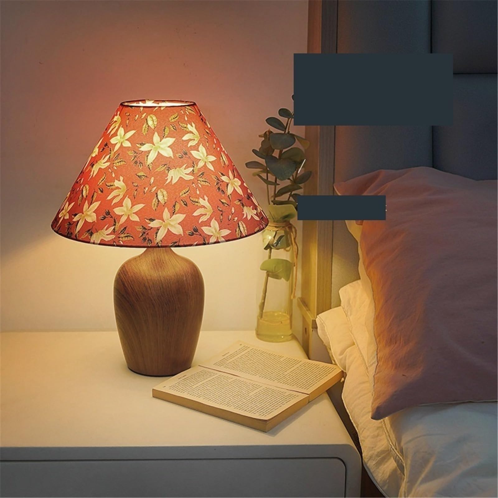 Lampy stołowe Vintage, kwiatowa lampa stołowa z podstawą