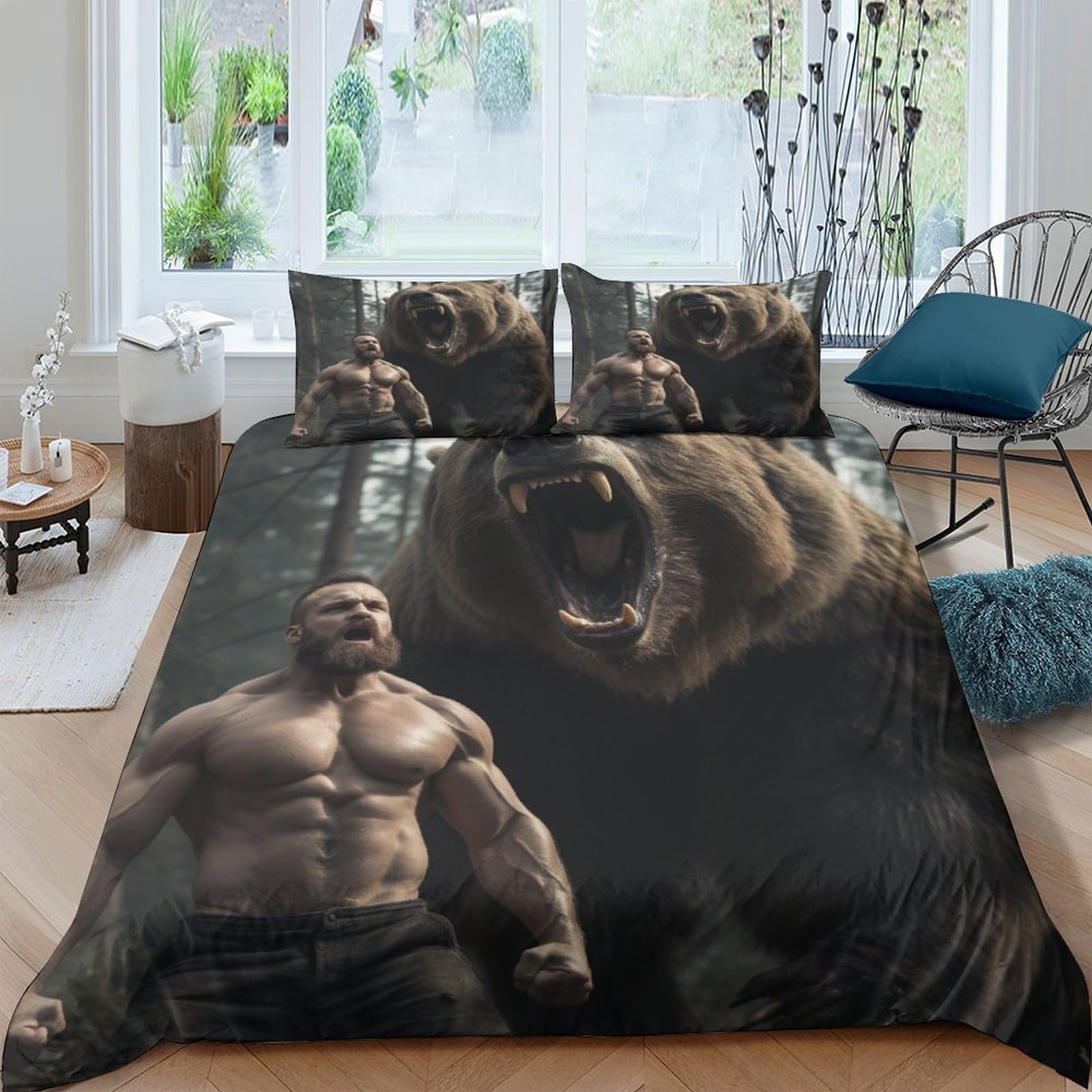Parure de lit bêtes 3D en microfibre supérieure 200x200 cm
