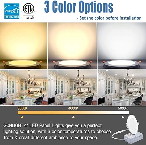 Miniatura 2 de Paquete de 6 luces LED empotrables de techo de 4 pulgadas con caja de conexiones, regulable 9 W 750 LM, 3000 K4000 K5000 K seleccionables,