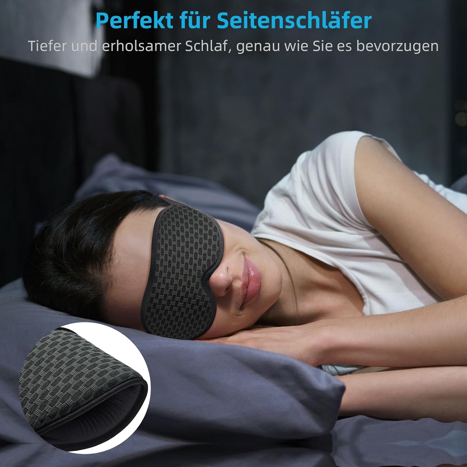 2026 Innovative Sleep Mask for Men and Women, 99.99% Light Blocking Ergonomic, Adjustable Eye Mask with Earplugs for Sleep, Nap, Meditation, Travel, Comfortable Night's Sleep Light Blue Mesh Fabric