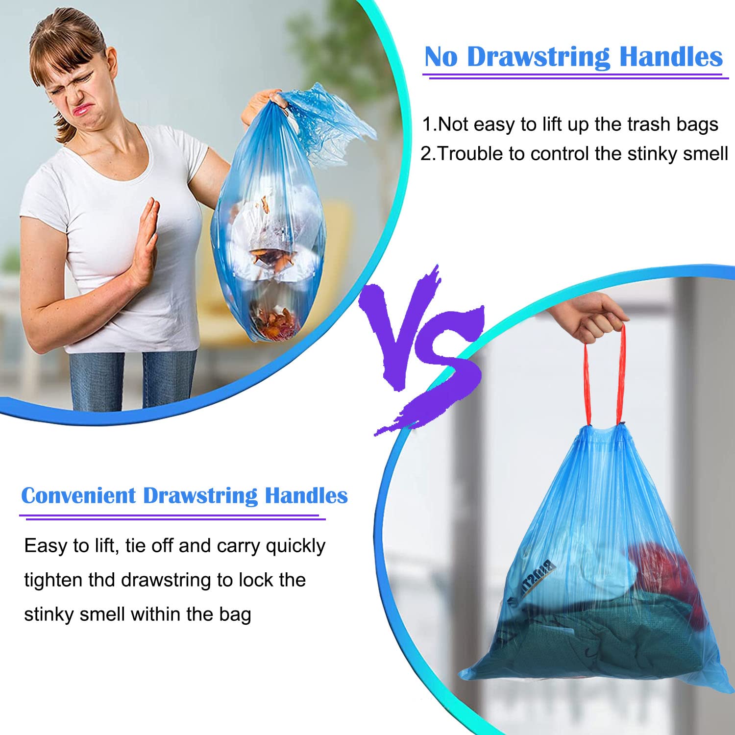 Bolsas de basura biodegradables, de 4 a 6 galones, supergruesas, 100 unidades, pequeñas bolsas de basura compostables, bolsas de basura para cocina, baño, oficina, hogar, arena de gatos