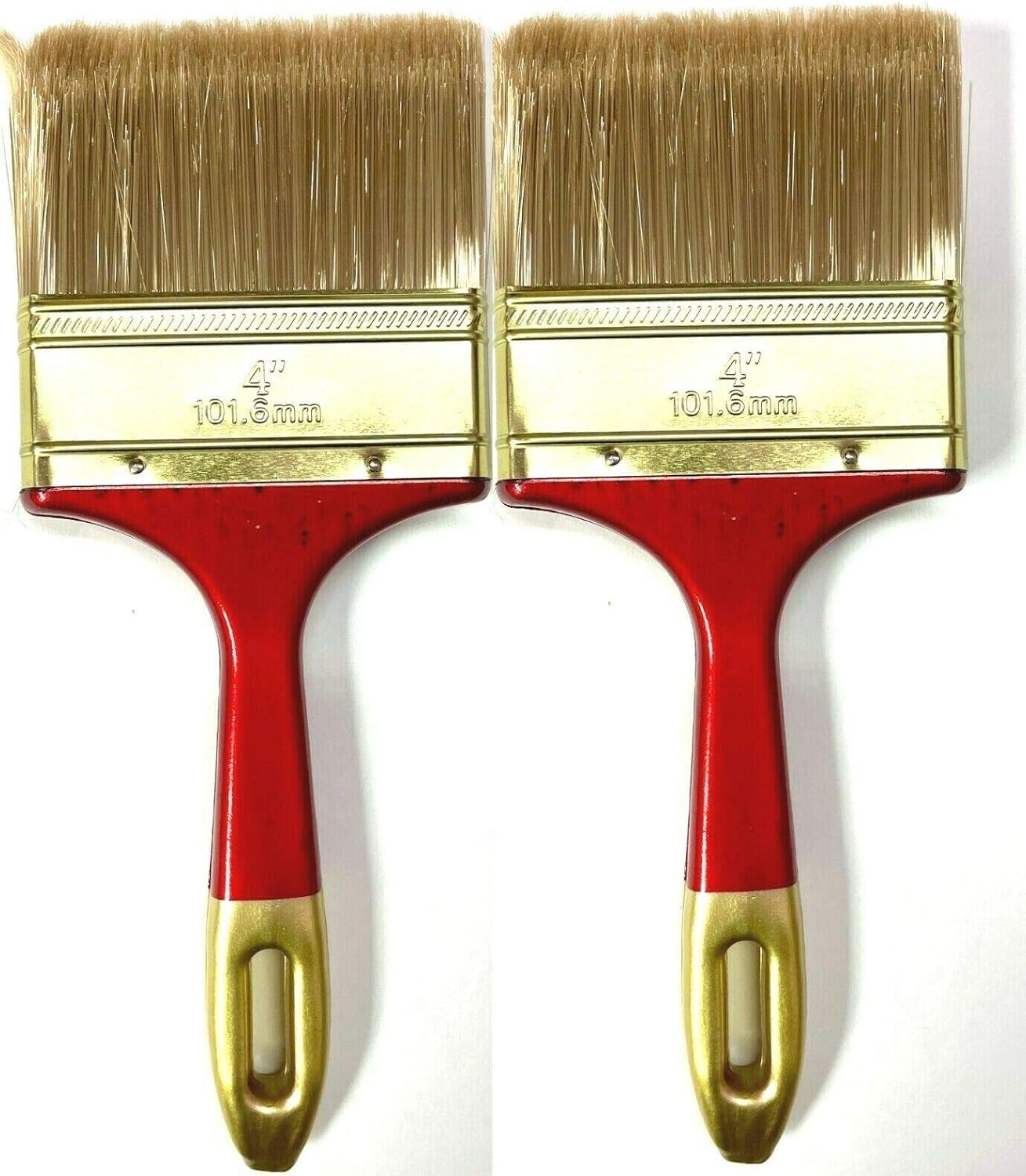 Paint Brushes- 2 Pack, 4'' Paint Brush, Paint Brushes Set, Professional Brush Set, House Paint Brush, Trim Paint Brush, Sash Paint Brush, Wood Color.