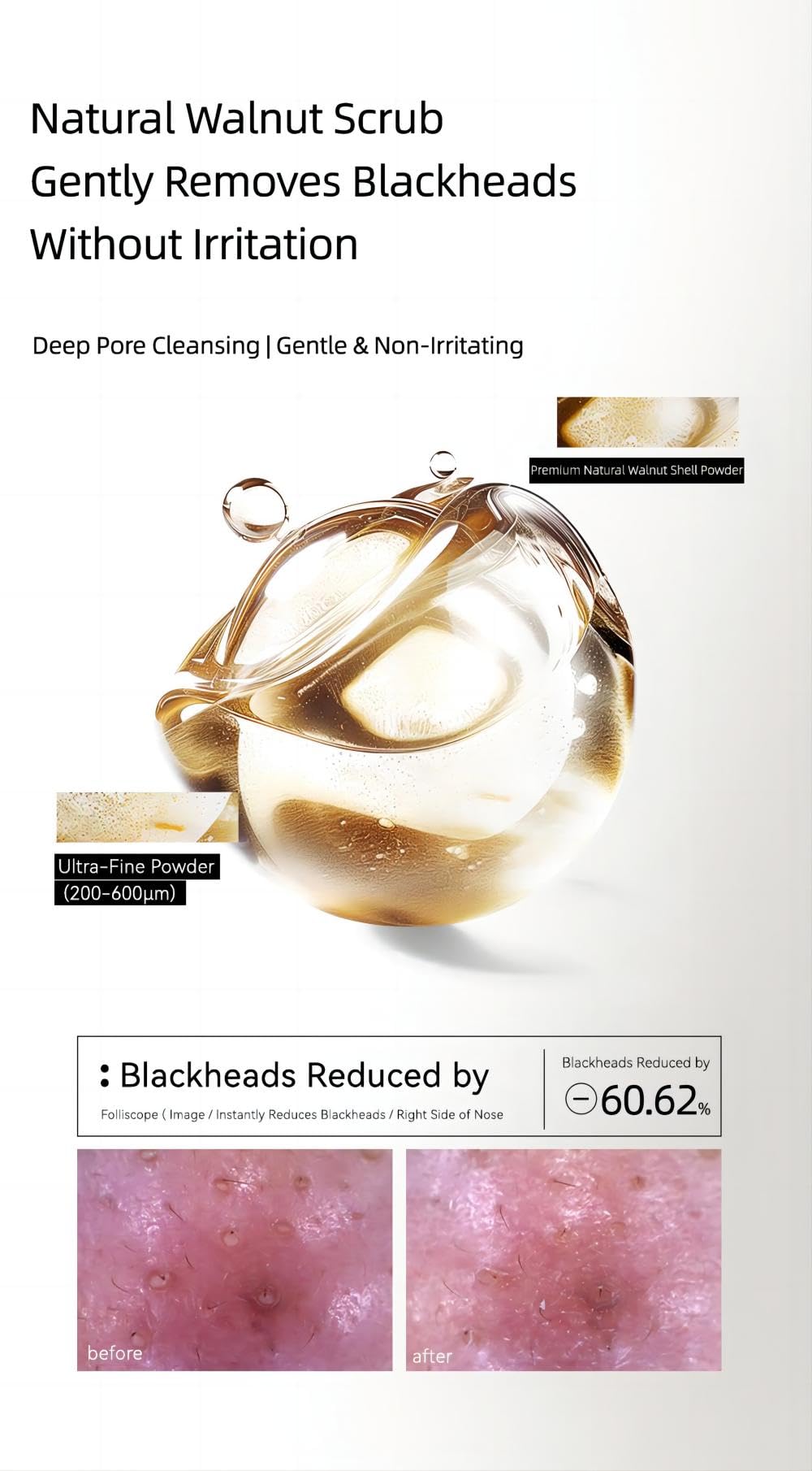 Oganacell Derx Revitalisierender Gesichtsreiniger mit Peptiden und Walnuss-Mikrosphären, weiches Schaum-Peeling-Gel für alle Hauttypen, entwickelt in koreanischen Kliniken, 120 ml