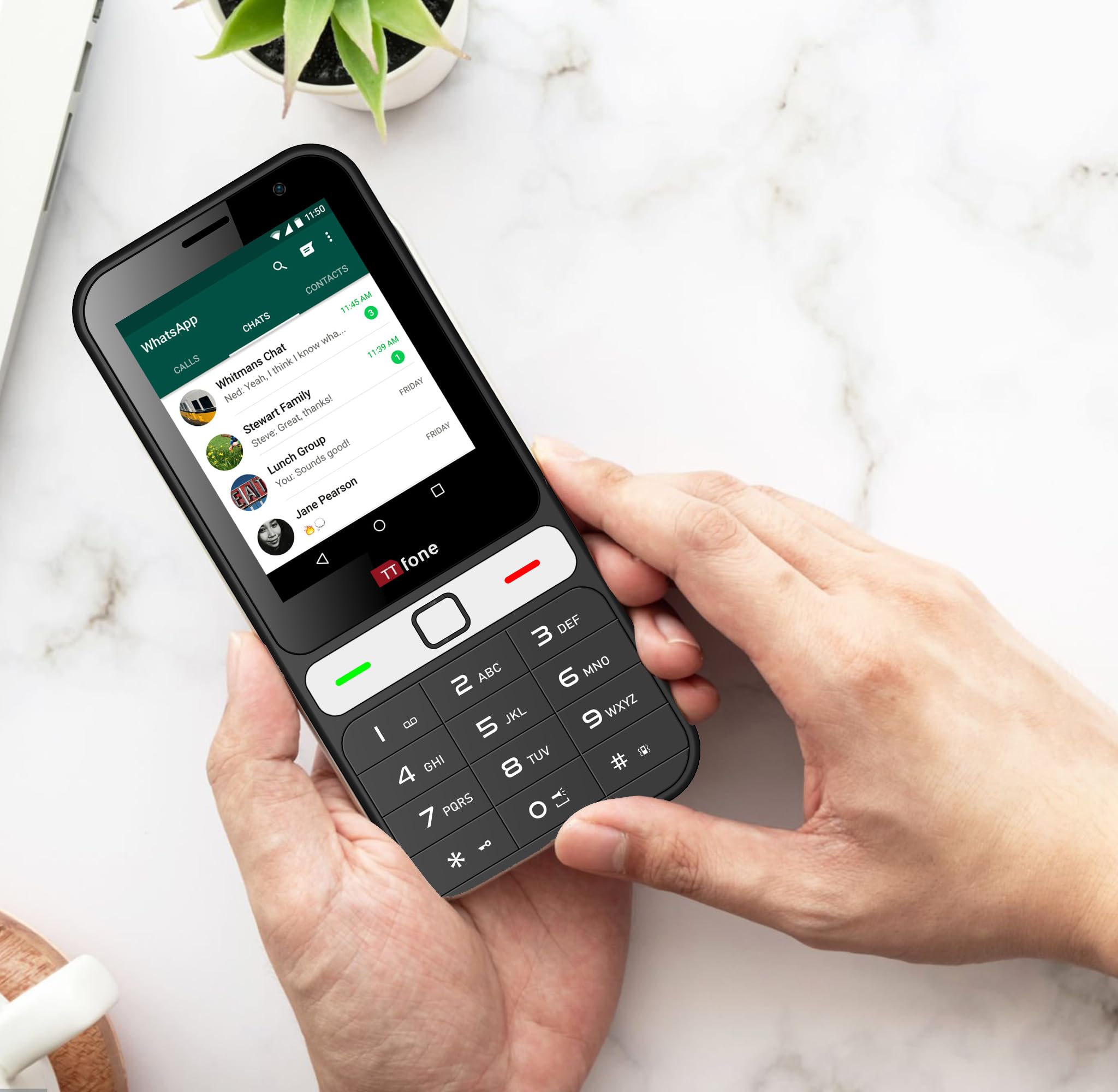 TTfone TT280 – Teléfono Tipo Barra 4G Dual SIM con Android, Pantalla táctil de 2,8", Teclado, cámara de 2 MP, USB-C – Móvil Libre fácil de Usar