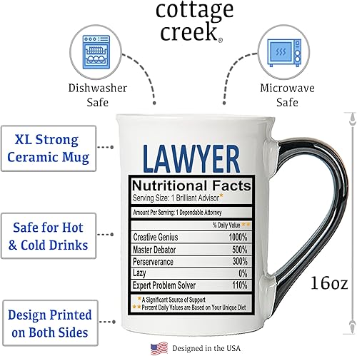 Miniatura 2 de Cottage Creek Taza de cerámica para abogado, taza de café de 16 onzas para mesa auxiliar, regalos para mamá, papá, marido, novio, regalos de