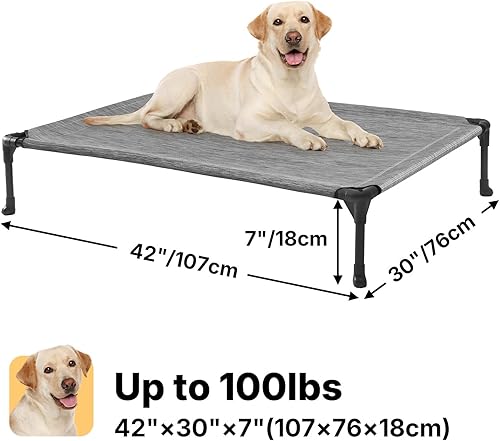 Miniatura 6 de Veehoo - CWC1803-L - Cama elevada tipo catre para perros, refrescante, portátil, con malla lavable y transpirable, patas antideslizantes, duradera,