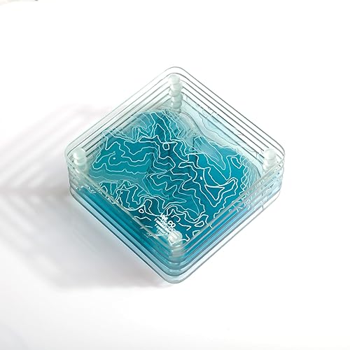Vail, CO 3D Contour Map Glass Drink Coasters of Mountains,