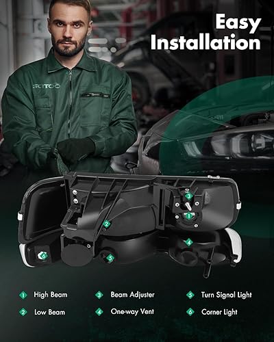 Miniatura 3 de SCITOO Faros delanteros para Chevy Blazer 1998-2005, para Chevy S10 1998-2004, carcasa negra, lente transparente para el lado del conductor y del