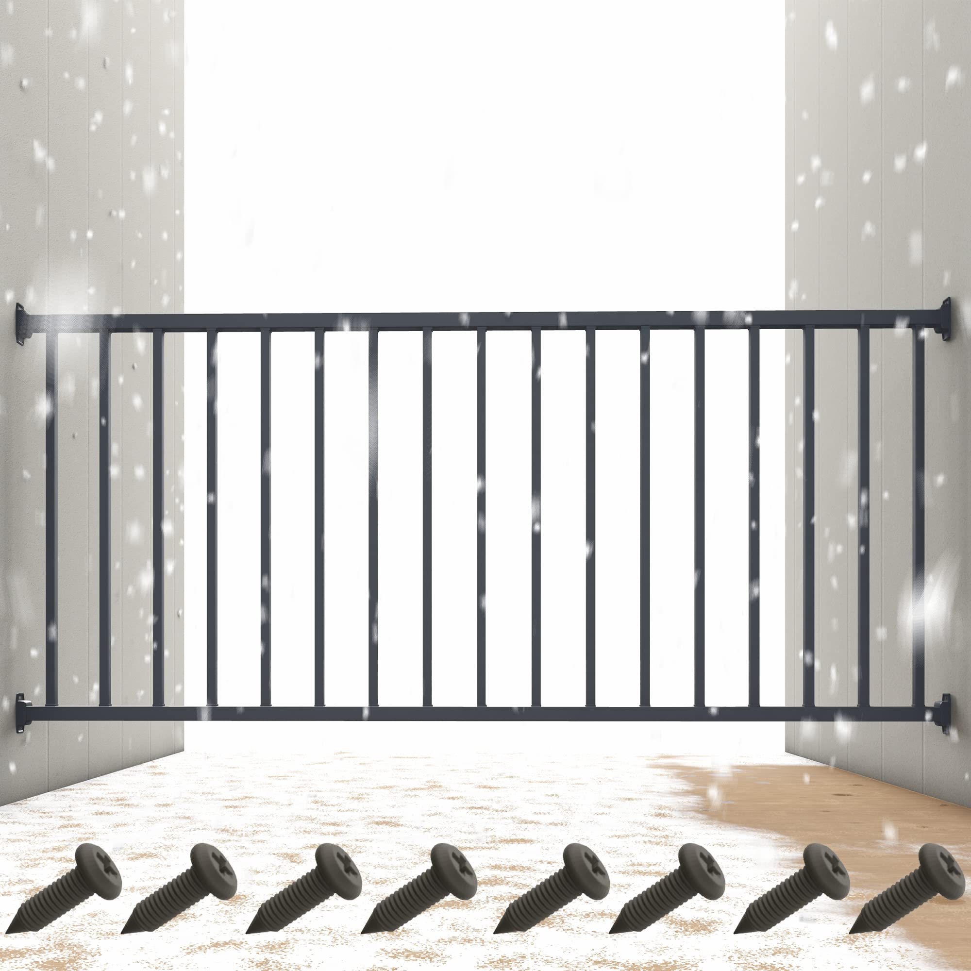 CHR Metal Guard Rail Kit with Balusters and Brackets for Deck Porch Outdoor Handrail (6 Feet)