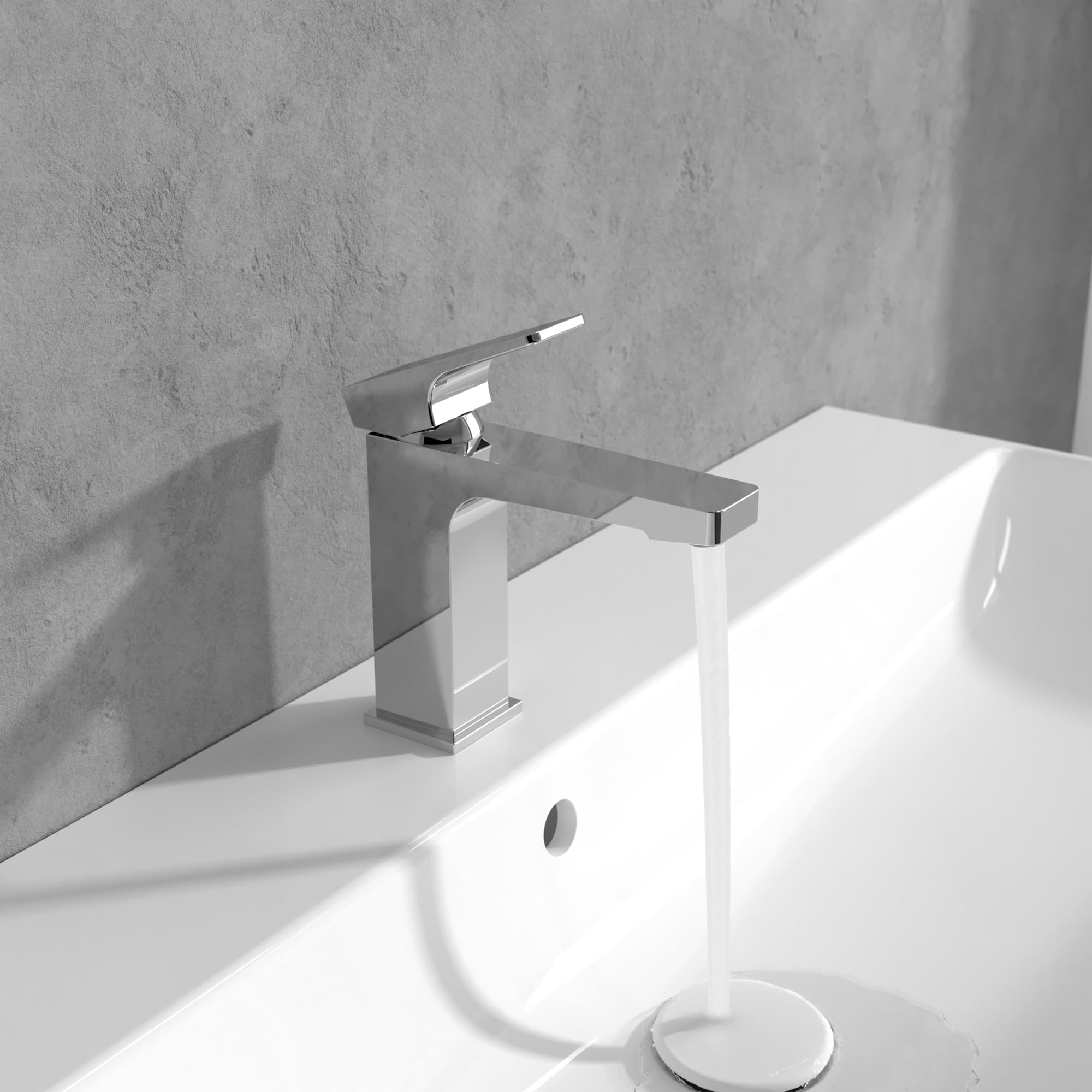 Villeroy & Boch Architectura Square armatura umywalkowa bez zestawu odpływowego, kran łazienkowy z wkładem ceramicznym, bateria umywalkowa, oszczędność wody, wysokość wylewki 113 mm, kwadratowa, chrom