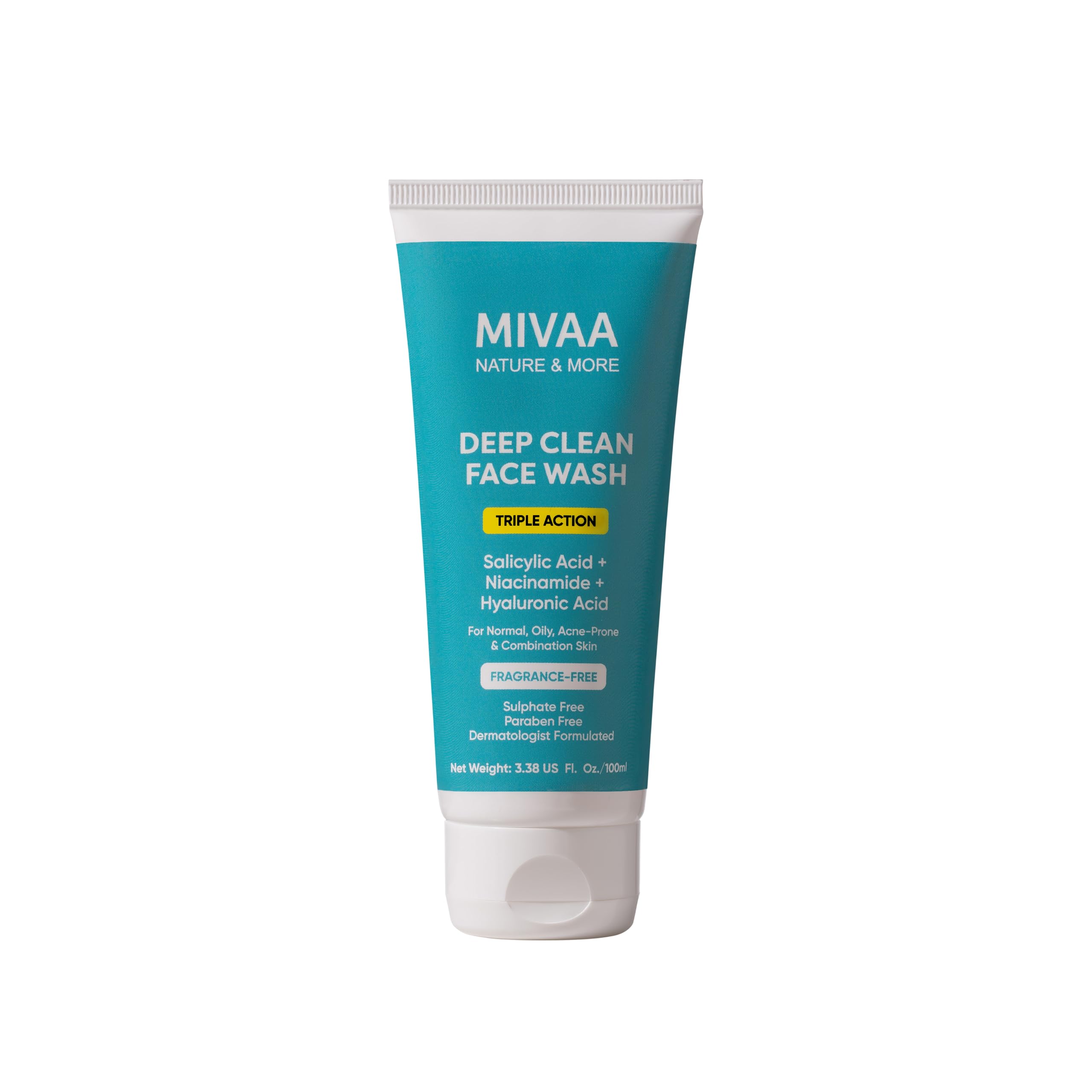 Mivaa 2% Salicylic Acid Face Wash for Oily, Acne & Pimple-Prone Skin | Hyalur...