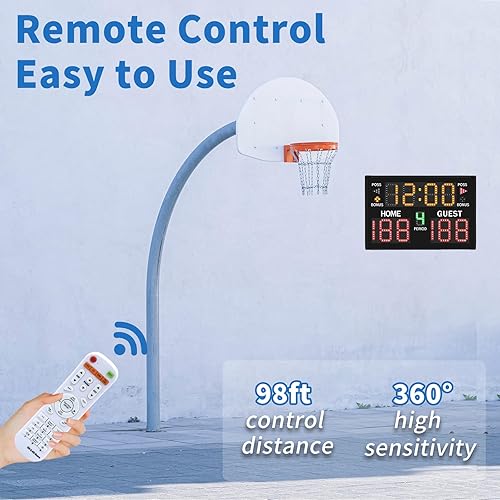 Miniatura 5 de LUCKY TIME Electronic Basketball Scoreboard with Buzzer, Digital Scoreboard with Remote,Portable Score Keeper Battery Powered High-Bright Score