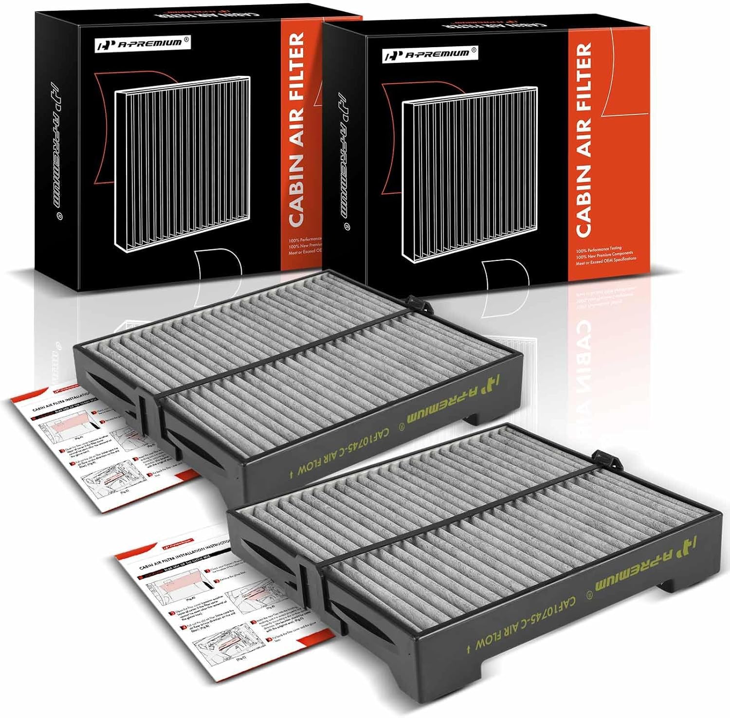 A-Premium 2-PC Cabin Air Filter with Activated Carbon Compatible with Subaru Forester 2003 2004 2005 2006 2007 2008, 2.5L, AWD, Replace# 72880SA000, FPCF10372
