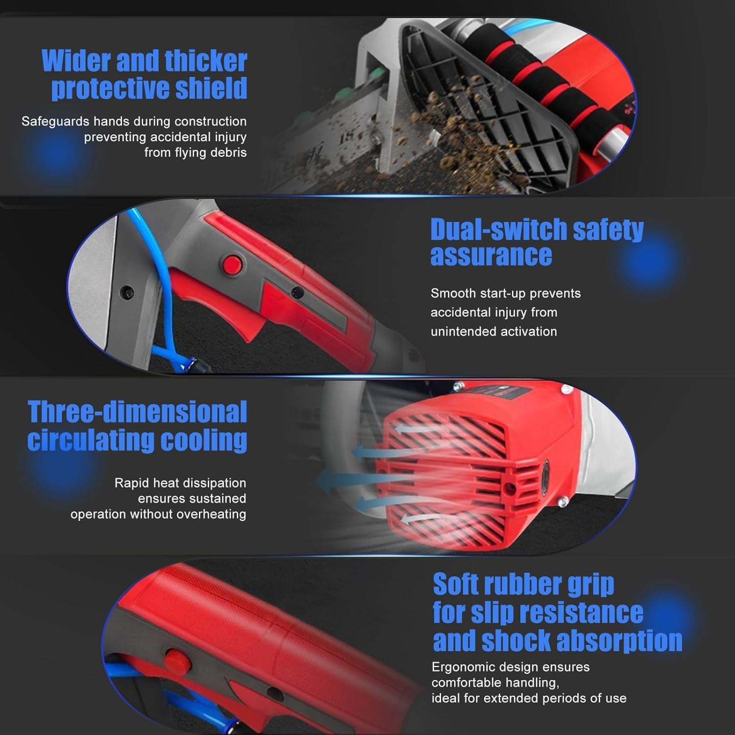 Electric Concrete Chainsaw Wall Cutter Machine, 5800W 6500W Hand Held Concrete Cutting Chain Saw 14"/19" Cutting Depth, Diamond Concrete Chain Saw with Water Supply and Dust Suppression