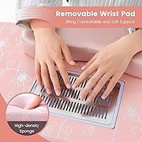 Vista 4 de Giantex - Mesa de uñas para técnico de uñas, mesa de manicura portátil con recolector de polvo eléctrico, lámpara LED USB, reposabrazos, 4 ruedas