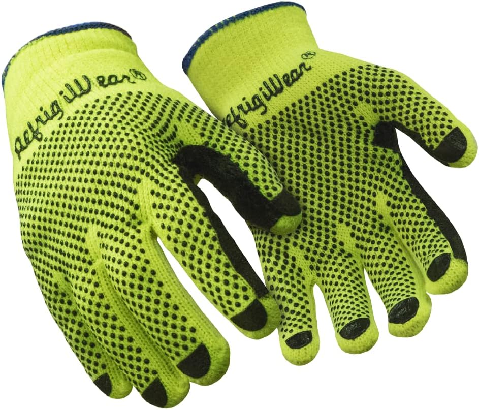 RefrigiWear Midweight Knit Double Sided PVC Dot Grip Work Gloves - Pack of 12 Pairs