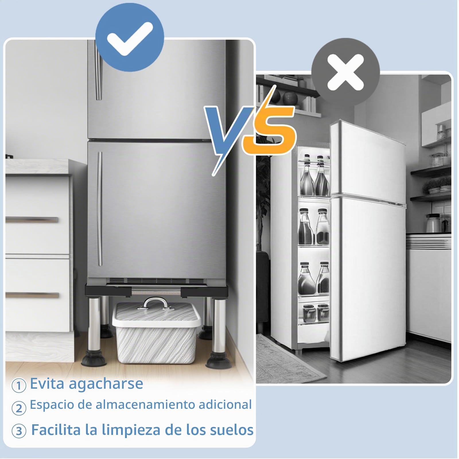 DEWEL Base FrigoríFico Altura 30-33cm 4 Pies de Ventosa Estables Pedestal FrigoríFico Regulable ElevacióN para Lavavajillas Congelador, con FuncióN Antideslizante y Amortiguadora Negro | Antivibración y amortiguación, base ajustable para frigorífico eleva